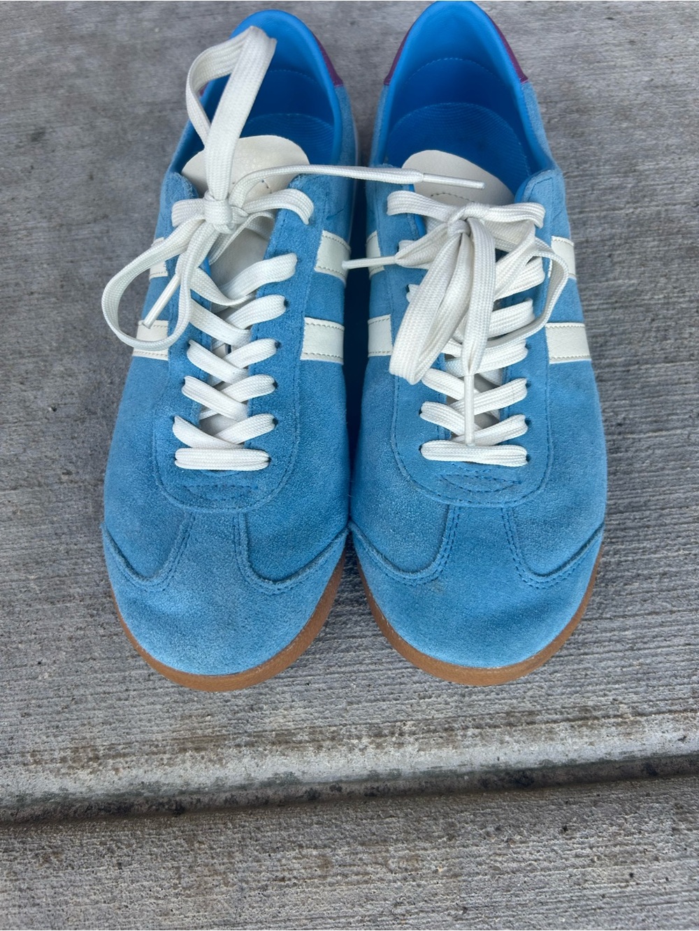 Gola Light Blue Suede Sneakers with White Stripes
